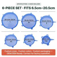 Couvre-aliments extensibles en silicone réutilisables YMS, polyvalents, transparents, sans BPA, universels