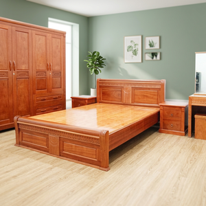 Juego de Dormitorio Tradicional de Lujo Moderno con Cama King Size y Armario de Madera de Caoba con Almacenamiento para Muebles del Hogar - Product Image 2