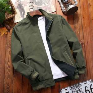 Spring Men Wholesale Bomber Jacket Ribbed Collar Double Zipper Jackets Custom Street Wear Fashion Slim Fit Male <b>Coat</b> - Product Image 3