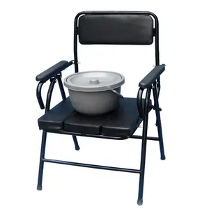 바퀴 환자를위한 휴대용 의료용 스틸 화장실 침대 옆 접이식 변기 의자