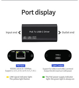 12W cung cấp điện 48V đến 5V 2.4A PoE Để USB-C adapter 10/100Mbps chuyển đổi Ethernet chuyển đổi mạng Loại sản phẩm - Product Image 3