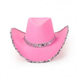 Sombrero de Fiesta Vaquero Occidental para Mujer, de Tela No Tejida, con Borde de Lentejuelas, para Carnaval, Halloween, Viajes y Uso Casual - Product Image 2
