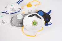 Masque anti-poussière de construction FFP2 blanc avec valve, 200 MOQ, lot de 20, sangles de tête, sécurité pour la construction, protection contre la poussière PM2.5, la brume et les pollens