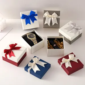 Hot Selling Uhr kosmetische Geheimnis Papier Box Band Bogen Schmuck Geschenk Blume benutzer definierte Logo Uhr Box mit Lip gloss Verpackung