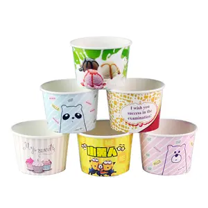 SenAng05 Multi Size Printed Logo Einweg 6 7 8 16 20 22 24 9 10 12 14 Unzen Take Away Paper Ice Cream Bowl