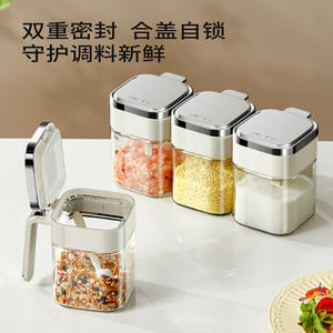 Pot à épices en verre Hy-12 avec couvercle en métal, récipient hermétique pour assaisonnements solides, usage domestique - Product Image 3