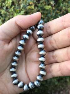 Collares de Perlas de Plata de Ley 925 de 8 mm de Estilo Sureño Occidental, Joyería Clásica de Estilo Navajo - Product Image 3