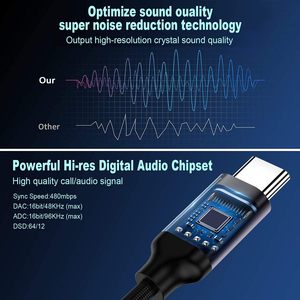 <span class=keywords><strong>Adaptateur</strong></span> USB C vers prise casque 3,5 mm en nylon tressé, câble audio Type C vers Aux pour <span class=keywords><strong>iPhone</strong></span> 16 15 Pro Max Samsung iPad - Product Image 3