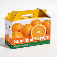 Op maat bedrukte zonne-oranje verpakkingsdoos met handvat, sterke waterdichte golfkartonnen fruitverzenddoos