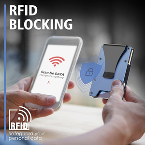 Portefeuille pour cartes avec blocage RFID, porte-cartes fin en métal avec pince à billets en acier inoxydable - Product Image 2