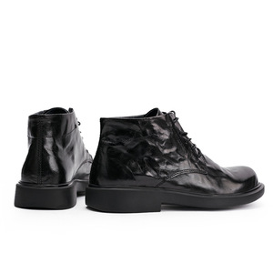 Botas de cuero para hombre Estilos con cordones y cremallera Altura del tobillo de cuero de vaca Botas de punta redonda de otoño listas para exteriores - Product Image 5