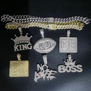 Hip Hop Couronne avec Roi Pendentif Collier Charme De Mode Chaîne Cubaine HipHop Glacé Bling Colliers Offre Spéciale Charme Bijoux Cadeaux - Product Image 1