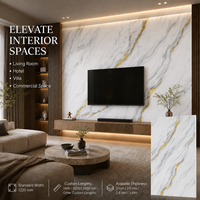 Panneau mural en PVC MORLENX de style moderne 1220*2440 MM, finition brillante UV, effet marbre, insonorisant, imperméable, ignifuge, fluorescent, pour chambre à coucher et salle de bain