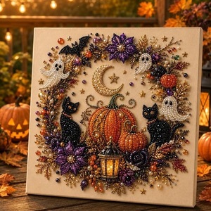 Kit de Bricolage Perle Fantôme d'Halloween 25x25cm Matériaux Artificiels Faits Main Décoration Maison Art Portable - Product Image 2