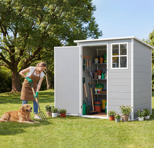 Abri de <span class=keywords><strong>jardin</strong></span> <span class=keywords><strong>extérieur</strong></span> en plastique pour outils, abri utilitaire pour outils de <span class=keywords><strong>jardin</strong></span>, maisonnette à outils étanche et résistante au soleil, montage mobile - Product Image 5
