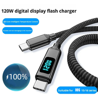 Câble de charge rapide Type-C 120W avec affichage numérique, tressé en nylon, moniteur de puissance en temps réel pour iPhone 15/16, Android, ordinateur portable