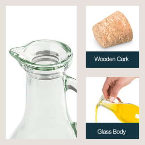 Chai dầu/ giấm thủy tinh 250ml, trống, có nắp gỗ - Product Image 3