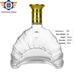 Bán Buôn 700Ml Seashell Hình Dạng Đại Dương Sóng Điêu Khắc Chai Thủy Tinh Cho Brandy Tequila Tùy Chỉnh Thiết Kế Rỗng Tinh Thần Rượu Chai - Product Image 2