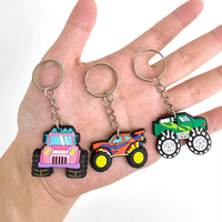 Porte-clés personnalisé pour fête sur le thème des camions, fournitures pour fête d'anniversaire Monster Truck, porte-clés en silicone, décorations et cadeaux pour fête sur le thème des voitures et des camions