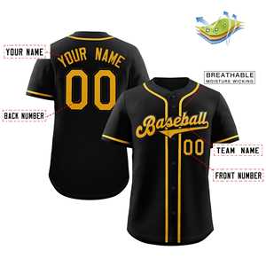 Maillot de baseball authentique de style classique noir et jaune personnalisé - Product Image 2