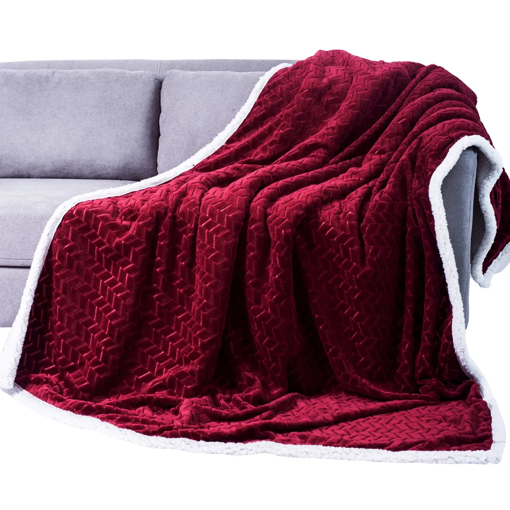 Coperta in poliestere reversibile 200x230cm in tessuto per la casa coperta in peluche coperta in pile di flanella Borrego Sherpa