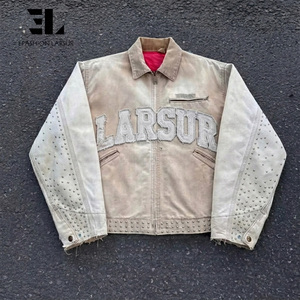 Giacca da Lavoro LARSUR Personalizzata con Applicazioni Ricamate, Effetto Invecchiato, in Tela Pesante, con Strass, per Operai e Carpentieri - Product Image 1