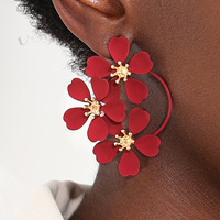 Vente en Gros Vintage Grande Fleur Boucles d'Oreilles pour Femmes Tendance Bijoux de Mode Boucle d'Oreille en Alliage