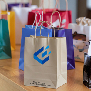 Bolsas de Papel Kraft Personalizadas al por Mayor para Regalos, Bolsas de Compras Impresas en Color Marrón y Blanco con su Propio Logotipo - Product Image 6
