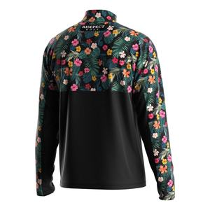 Suéter con Cierre de Cremallera 1/4 para Hombre, Diseño Floral, Color Negro, Cuello Alto - Product Image 4