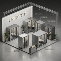 Cabina de Oficina UNIBOOTH de Grado Industrial, Insonorizada 33dB, ISO 23351, Ignífuga, de Ensamblaje Rápido, Diseño Moderno, para Oficina Abierta o Biblioteca
