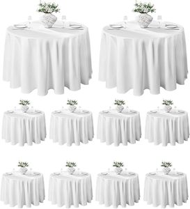 <span class=keywords><strong>Nappe</strong></span> ronde en polyester blanche de 132 pouces, résistante aux taches, <span class=keywords><strong>anti</strong></span>-boulochage, lavable, de qualité supérieure, pour mariage et fête - Product Image 1