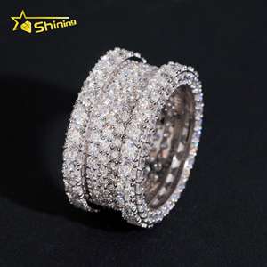 Anello Hip Hop Iced Out con Diamanti Moissanite Placcato Oro, Gioielli Raffinati, Supera il Test del Diamante, GRA Moissanite, <span class=keywords><strong>Anelli</strong></span> da <span class=keywords><strong>Uomo</strong></span> in <span class=keywords><strong>Argento</strong></span> <span class=keywords><strong>925</strong></span> - Product Image 1