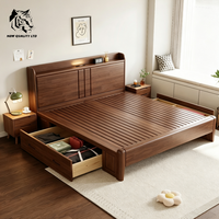 China liefert günstigstes Bett mit individuellem Logo, großer Lagerbestand, sofort lieferbar, neues modisches Schlafzimmermöbel, Holzbett in voller Größe.