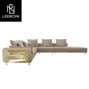 Производитель, роскошный комплект диванов Boca из Латунного материала, секционный угловой диван в форме U-C, роскошный золотой диван - Product Image 3