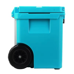 Glacière isotherme rotomoulée moderne 45QT à <span class=keywords><strong>roulettes</strong></span>, anti-ours, double compartiment, pour camping, pêche, plage, extérieur, aliments - Product Image 3