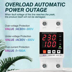 Protector de Voltaje y Corriente JIUJI AC110V 220V 100A, Dispositivo de Protección Contra Sobretensiones <span class=keywords><strong>con</strong></span> <span class=keywords><strong>Retardo</strong></span> de Encendido Ajustable OUVP - Product Image 2