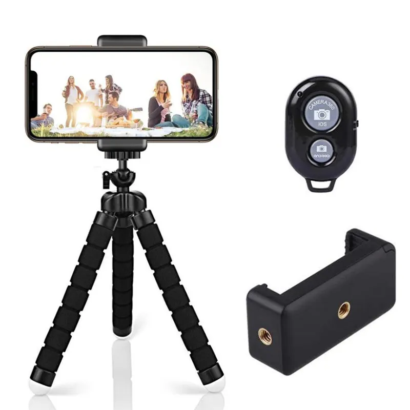 Tripod Telepon Fleksibel, Dudukan Tripod Mini dengan Remote Nirkabel untuk Kamera/GoPro/Perangkat Ponsel