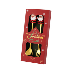 410 Christmas Silicone Stainless Steel Flatware Gold Plated <strong>Spoon</strong> <strong>Fork</strong> <strong>2</strong> 4 6 Pcs Cutlery Set for Party Restaurant <strong>with</strong> case - Product Image 4