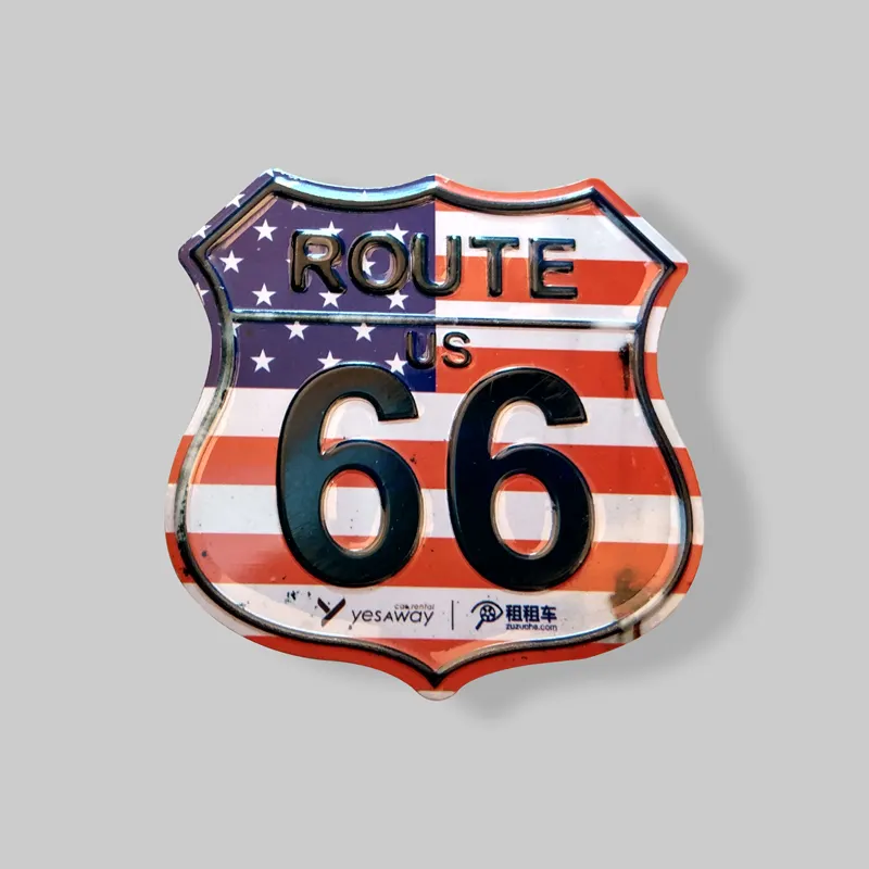 Vintage Embossed Tin Sign Magnet US Route 66 Shield Shape Metal Sign Fridge Magnet für Home Decoration