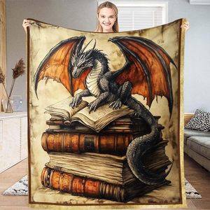 Newspaper Book Dinosaur Flannel Blanket Throw Blanket Nap Blanket Lightweight Breathable for Winter Warmth Custom Print OEM ODM - Product Image 1