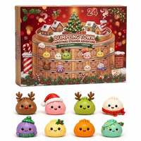 Calendrier de l'Avent de Noël 2026 : Assortiment de Jouets Anti-Stress Squishy TPR en Forme de Dumpling de Noël, 24 Surprises de Fêtes