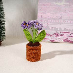 Piccola pianta in vaso fatta a mano all'uncinetto Mini <span class=keywords><strong>arancione</strong></span> emozionale Dimentica Me non margherita positivo fiore a sbuffo fiore artificiale - Product Image 5