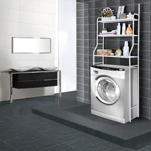 Tuvalet rafları kağıt ayarlanabilir çamaşır makinesi 3 katmanlı banyo tuvalet depolama raf üzerinde