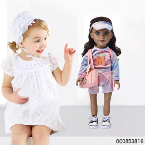 Mode 18 pouces mignon <span class=keywords><strong>noir</strong></span> poupées peluche ensemble pour filles bébé jouer jouet avec accessoires - Product Image 3