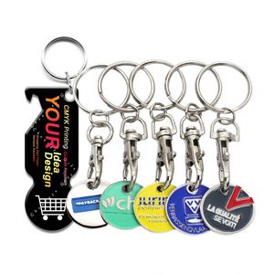 <b>Custom</b> Enamel Trolley Token Coin Keyring Metal Printing Supermarket Shopping Cart Remover Chip <b>Keychain</b> with Epoxy - Product Image 2