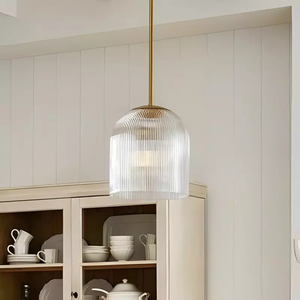 Simig Lighting Alain Farmhouse Lámpara colgante Cooper Lámpara colgante de vidrio acanalado - Product Image 5