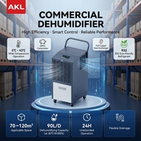 Déshumidificateur commercial certifié CE 90L avec contrôle automatique de l'humidité et drainage continu