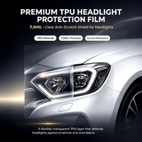 Film de protection PPF TPU noir léger hautement hydrophobe pour phares de voiture, film teinté pour phares, film de protection pour phares, autocollant pour feux arrière de voiture