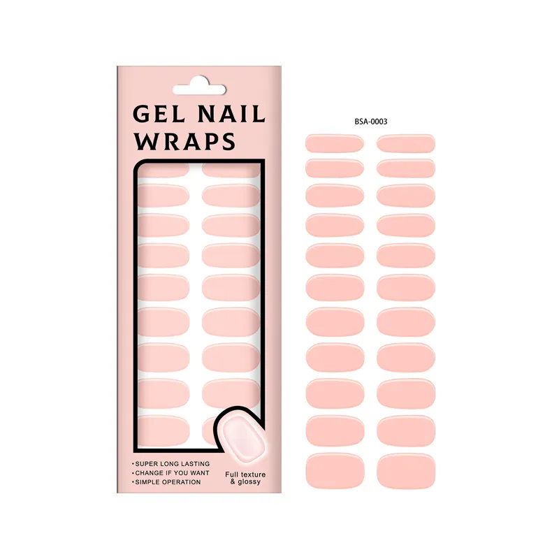Wholesale Price Pink Semi-Cured Gel Nail Strip Sticker Non-Toxic Durable Plastic Bag Non-Toxic Semi-Cured Gel Nail Bag