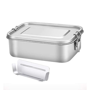 Food grade 304 leakproof stainless steel lunch box 800/1200/1400ml silicone seal ring square steel lunch box